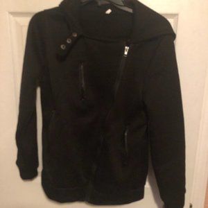 Black Moto Zip Sweatshirt Jacket